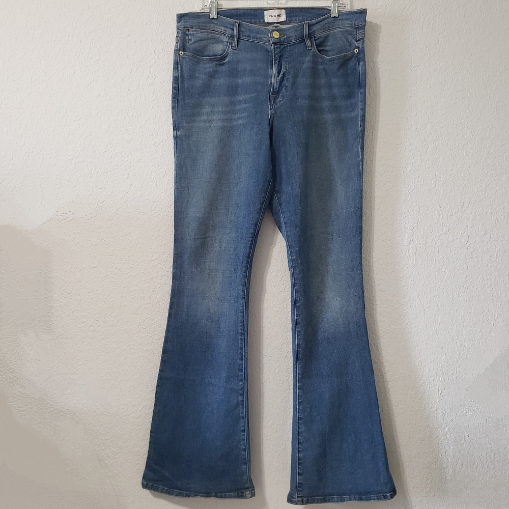 Frame Denim Blue Flare & Wide Leg Jeans